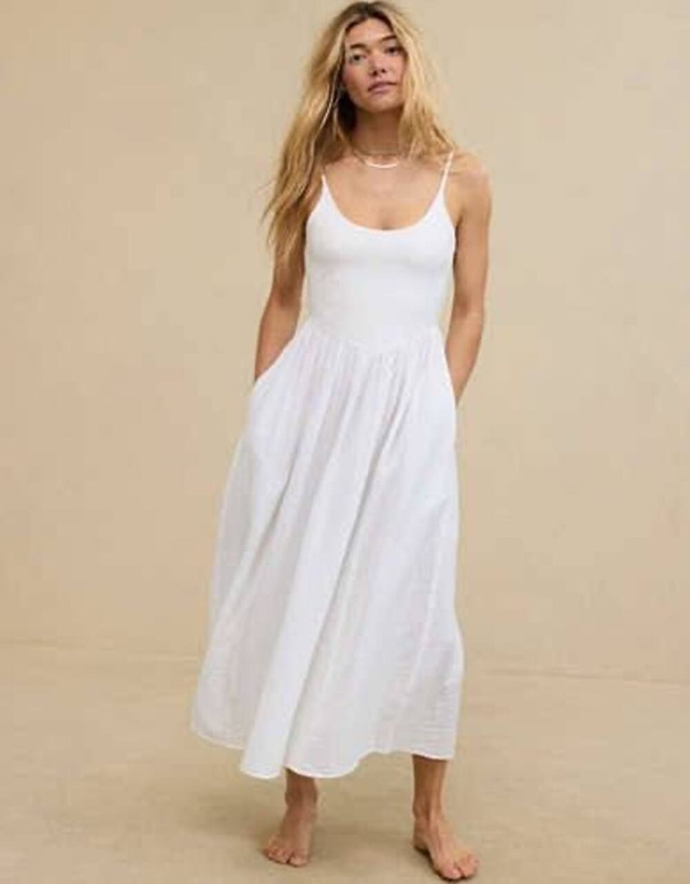 Aerie At The Barre Midi Dress White Size Medium